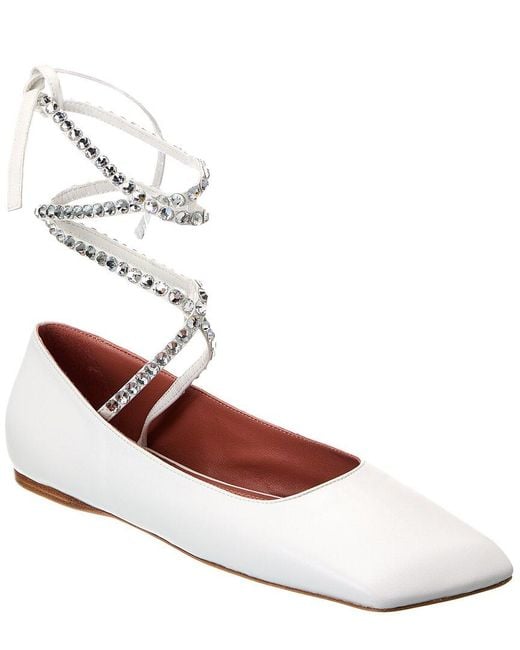 AMINA MUADDI Pink Ane Lace-Up Leather Flat