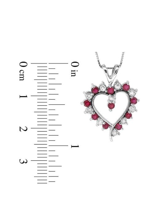 LEVARON White 14K 0.88 Ct. Tw. Diamond & Ruby Heart Pendant