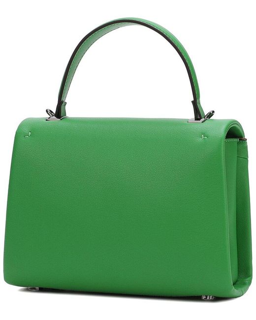 Tiffany & Fred Paris Green Full-grain Soft Leather Top Handle Shoulder Bag