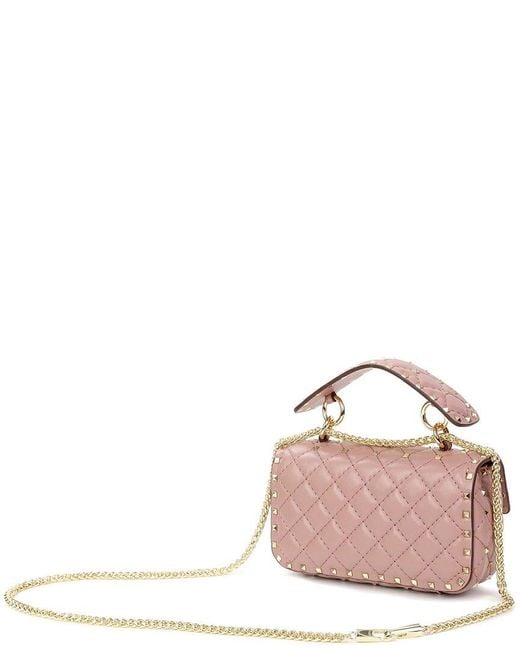 Tiffany & Fred Paris Pink Quilted & Studded Leather Crossbody