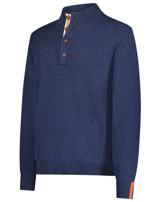 Swims Blue Lynger Button Mock Neck Wool-blend Sweater for men