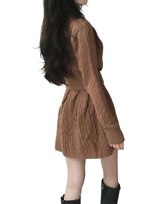 Tedora Brown 2Pc Sweater & Skirt Set