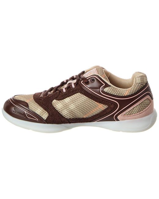 Burberry Brown Check Mesh & Suede Sneaker