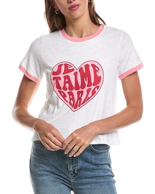 Cinq À Sept White Je Taime Paris Shrunken Ringer T-Shirt