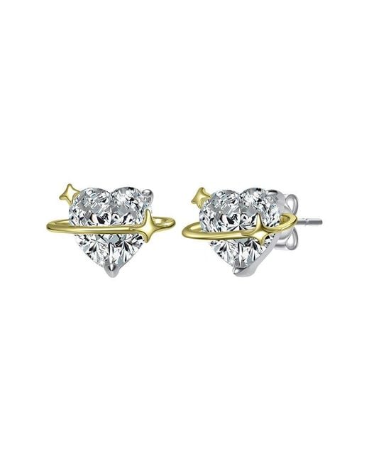 Rachel Glauber White 14K Plated Cz Star Earrings