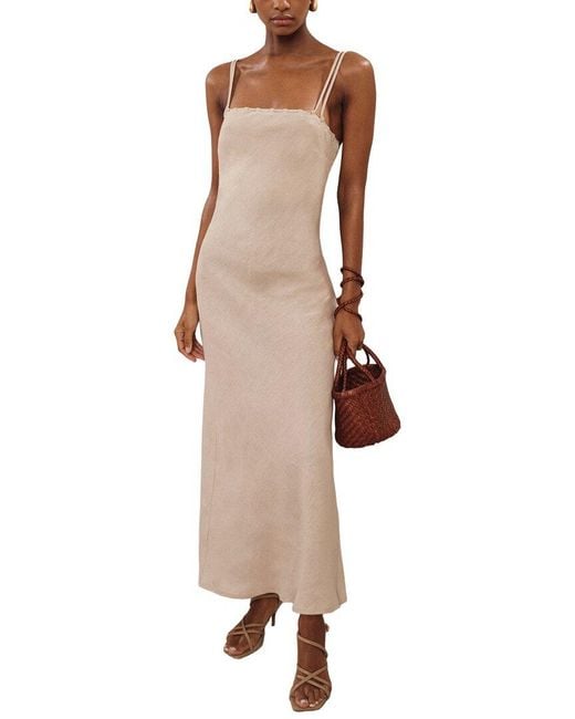 Reiss White Roxanne Linen Slip Dress
