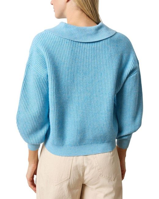 Lilla P Blue Easy Fit Keyhole Rib Sweater