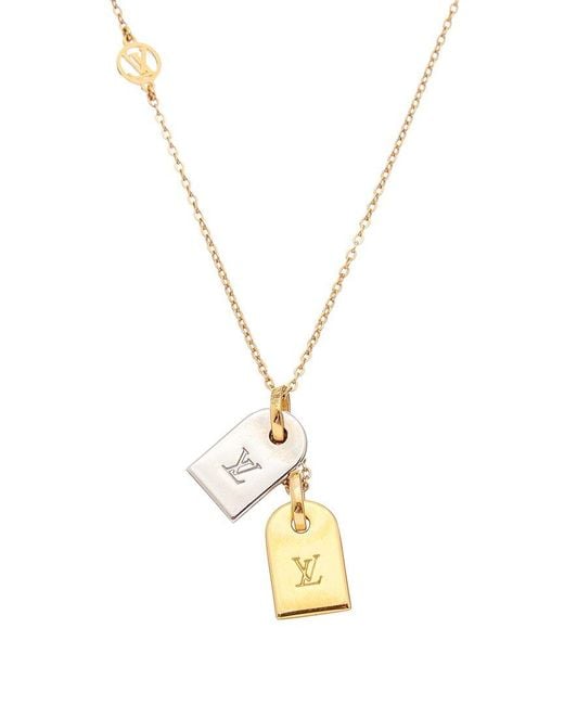 LOUIS VUITTON Heart double necklace Silver Gold LV Logo Ladies accessories  set