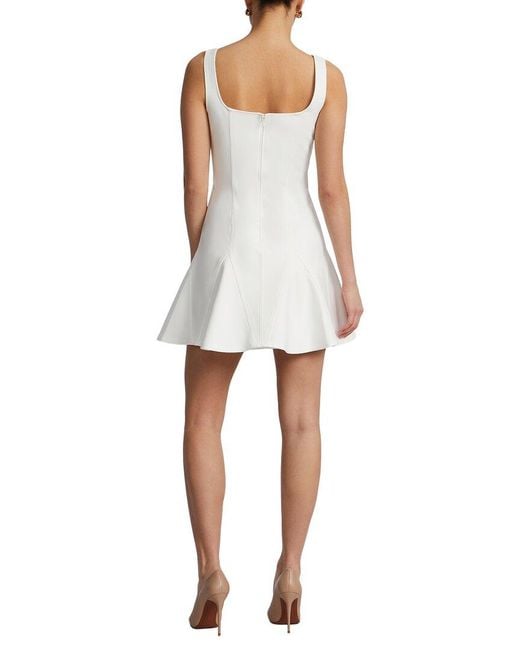 BCBGMAXAZRIA White Solid Godet Dress