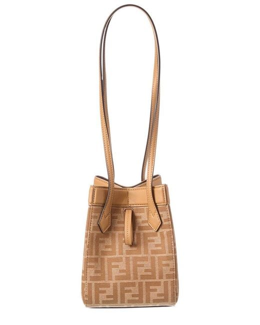 Fendi Metallic Origami Mini Ff Jacquard & Leather Shoulder Bag