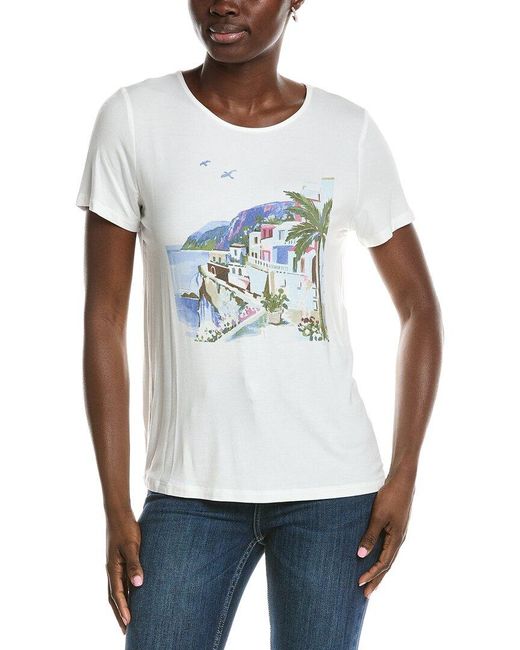 Jones New York White Graphic T-Shirt
