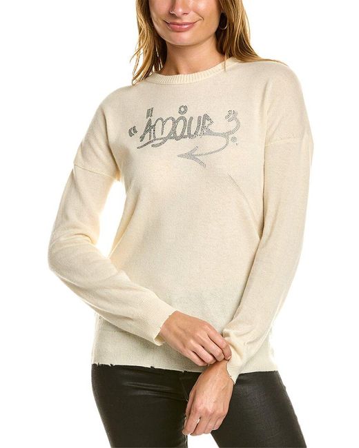 Zadig & Voltaire Natural Gaby Amour Strass Wool & Cashmere-blend Sweater