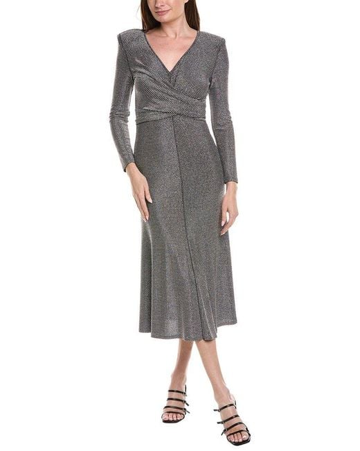 MILLY Gray Rhys Jersey V-Neck Wrap Maxi Dress