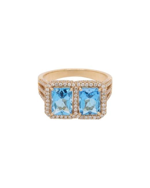 Diana M Fine Jewelry 14k 3.42 Ct. Tw. Diamond & Blue Topaz Half-eternity Ring