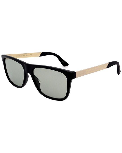 Gucci Black And Off-white Rectangular Sunglasses for men