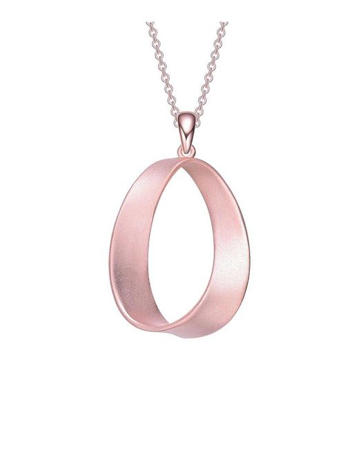 Genevive Jewelry Pink 18k Rose Gold Plated Cz Drop Pendant
