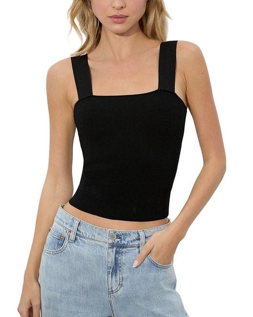 Alice + Olivia Black Torie Wide Strap Wool-Blend Tank