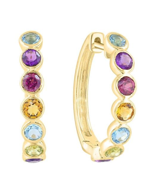 Effy Fine Jewelry Metallic 14K 1.60 Ct. Tw. Amethyst, Topaz, Citrine, Rhodolite, Peridot Earrings