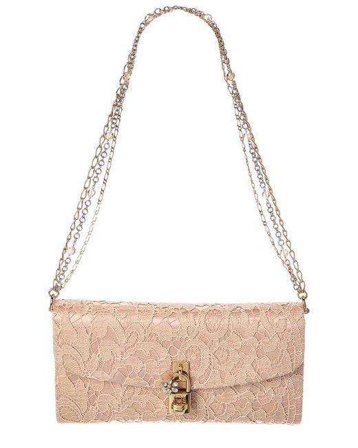 Dolce & Gabbana Natural Lace Midi Clutch