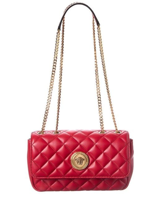 Versace Red Medusa Quilted Leather Shoulder Bag