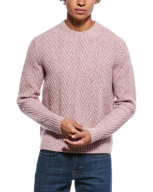Todd Snyder Pink Donegal Cable Knit Wool & Alpaca-Blend Crewneck Sweater for men