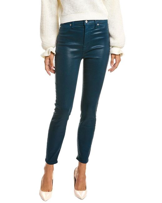 7 For All Mankind Blue High-waist Ankle Skinny Faux Jeans