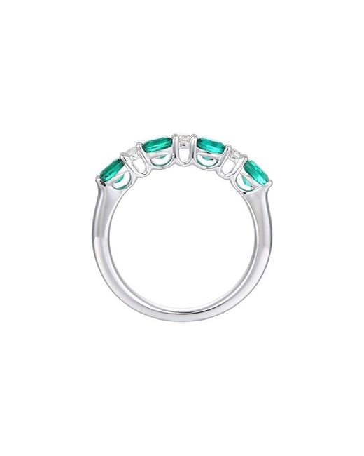 Gregg Ruth Blue 14K 0.83 Ct. Tw. Diamond & Lab-Grown Lab Created Emerald Ring