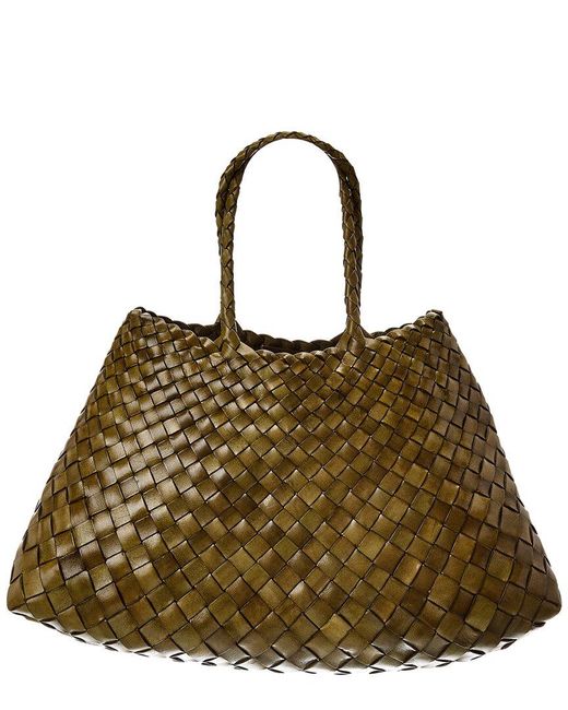 Dragon Diffusion Brown Small Santa Croce Leather Shoulder Bag