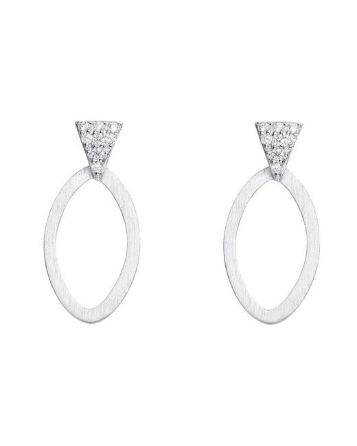 Genevive Jewelry White Silver Cz Drop Earrings