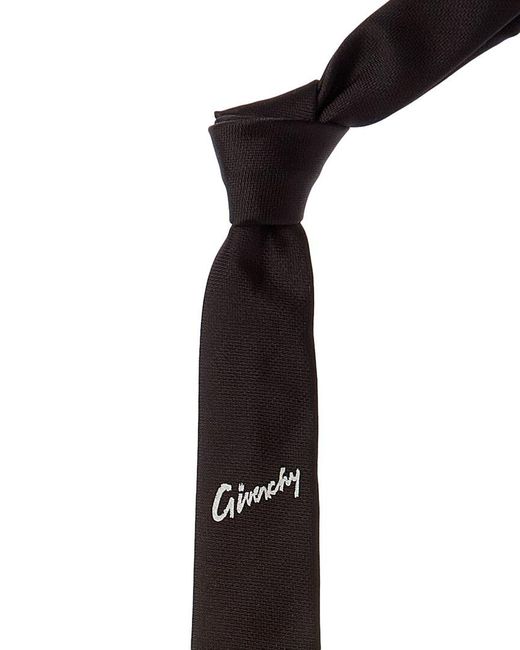 Givenchy Black Logo Itallique Silk Tie for men
