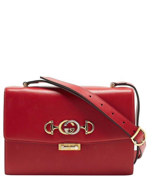 Gucci Red Leather Small Zumi Shoulder Bag (Authentic Pre-Owned)