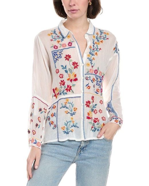 Johnny Was White Petite Zodea Blouse