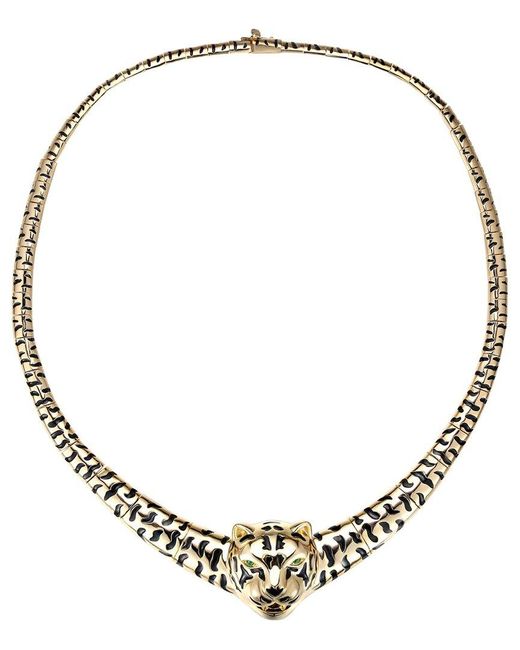Rachel Glauber Metallic 14k Plated Cz Leopard Head Necklace