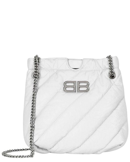 Balenciaga White Crush Xs Quilted Leather Tote