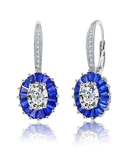 Genevive Jewelry Blue Silver Earrings