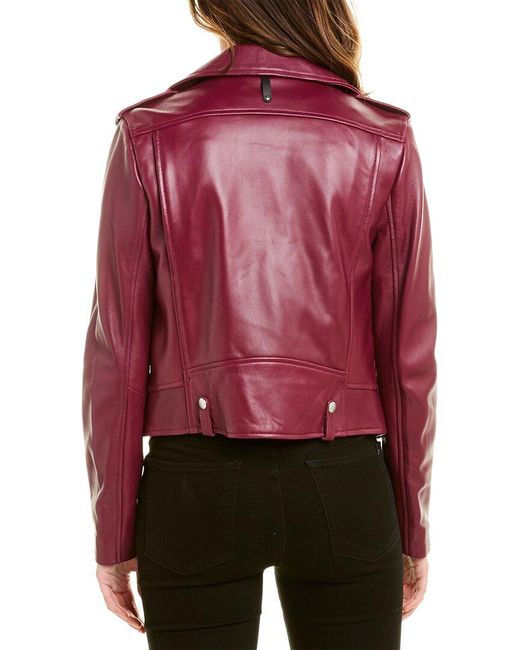 Mackage Red Classic Leather Moto Jacket