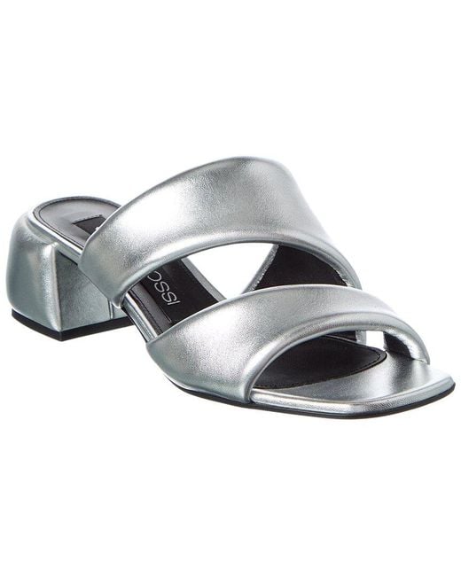 Sergio Rossi Gray Spongy 45 Leather Sandal