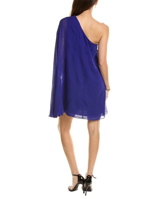 Reiss Blue Fleur Sheer Cape Sleeve Dress