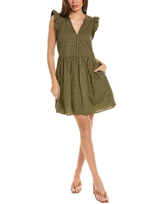 Nation Ltd Green Tegan Ruffled Mini Dress