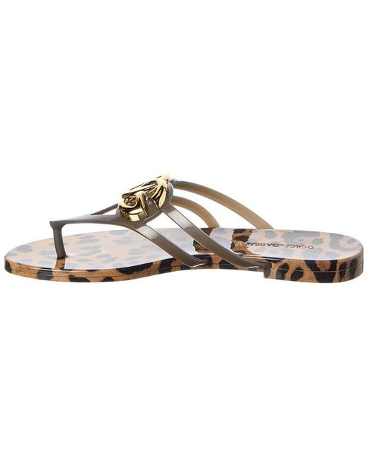 Dolce & Gabbana White Leo Print Rubber Sandal