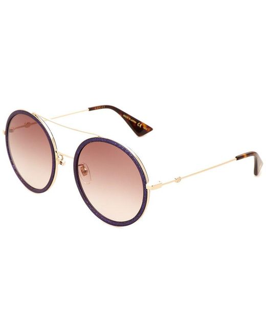 Gucci Blue 56mm Double-bridge Round Sunglasses