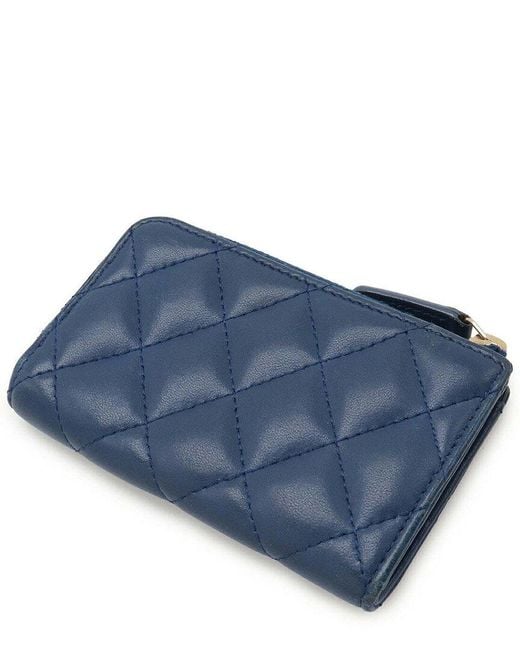 Chanel Blue Lambskin Leather Matelassé Coin Case (authentic Pre-loved)