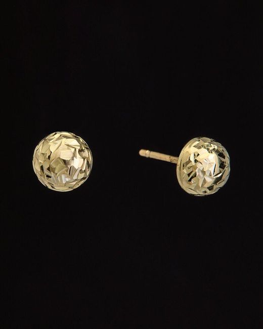 Italian Gold Black 14k Button Studs