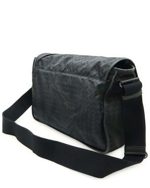 Bottega Veneta Black Nylon Intreccio Messenger Bag (authentic Pre-loved)
