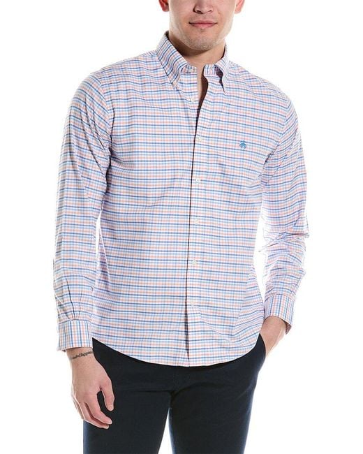 Brooks Brothers Blue Gingham Regular Woven Shirt for men