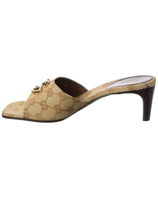 Gucci Brown Double G Gg Canvas Sandal
