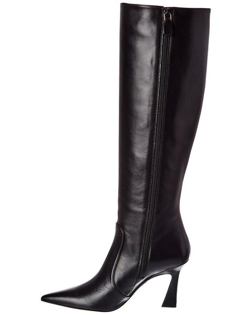 Stuart Weitzman Black Vinnie Zip Leather Boot 85