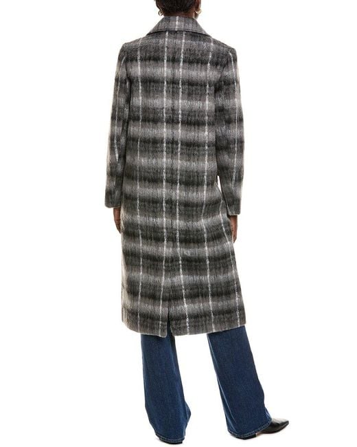 NVLT Black Brushed Wool-Blend Boyfriend Coat