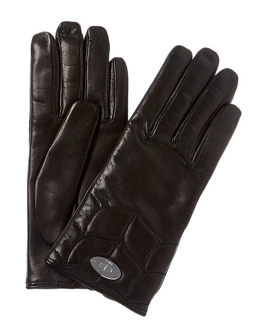 Mulberry Black Softie Cashmere-Lined Leather Gloves