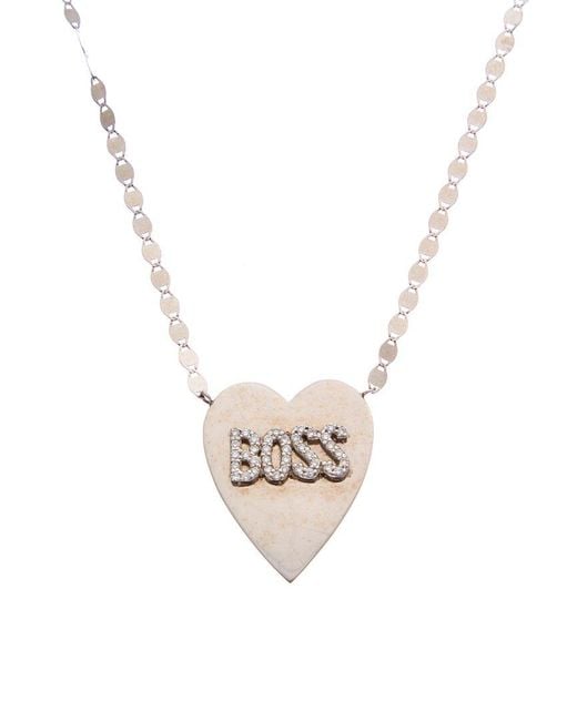 Lana Jewelry White 14K 0.09 Ct. Tw. Diamond Boss Heart Necklace